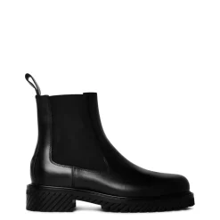 Off White Combat Chelsea Boots in Black