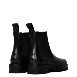 Off White Combat Chelsea Boots in Black