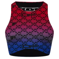 Off White Cropped Crew Neck Athl Bra in Multi