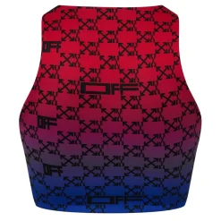 Off White Cropped Crew Neck Athl Bra in Multi