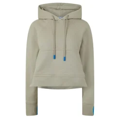 Off White Cropped Hooded Sweatshirt in Green