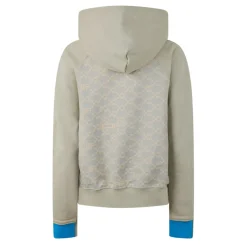 Off White Cropped Hooded Sweatshirt in Green