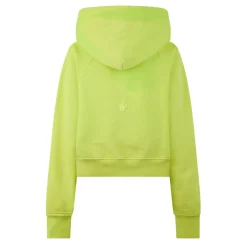 Off White Cropped Hooded Regular Fit Sweatshirt in Yellow