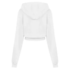 Off White Cropped Hooded Relaxed Sweatshirt in White