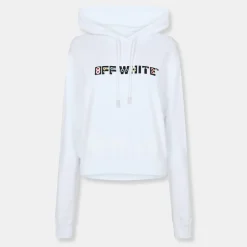Off White Cropped Hoodie in White