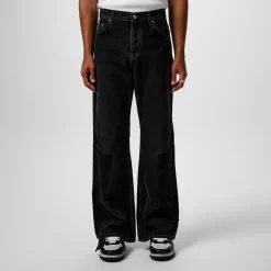 Off White Diagonal Flared Jeans in Black