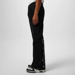 Off White Diagonal Flared Jeans in Black