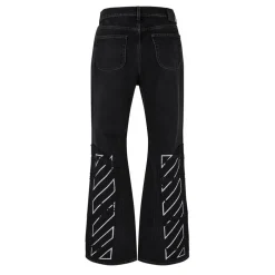Off White Diagonal Flared Jeans in Black