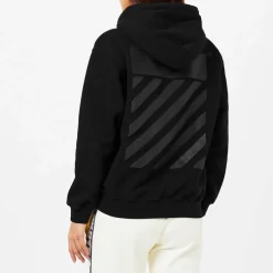 Off White Diagonal Logo Hoodie in Black