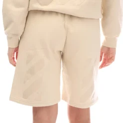 Off White Diagonal Sweat Shorts in Beige