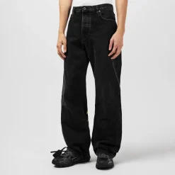 Off White Diagonals Relax Jeans in Black