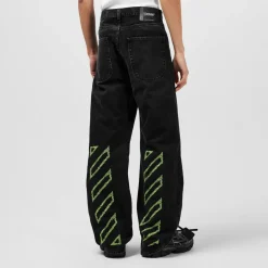 Off White Diagonals Relax Jeans in Black
