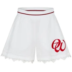 Off White Embroidered Baseball Shorts in White