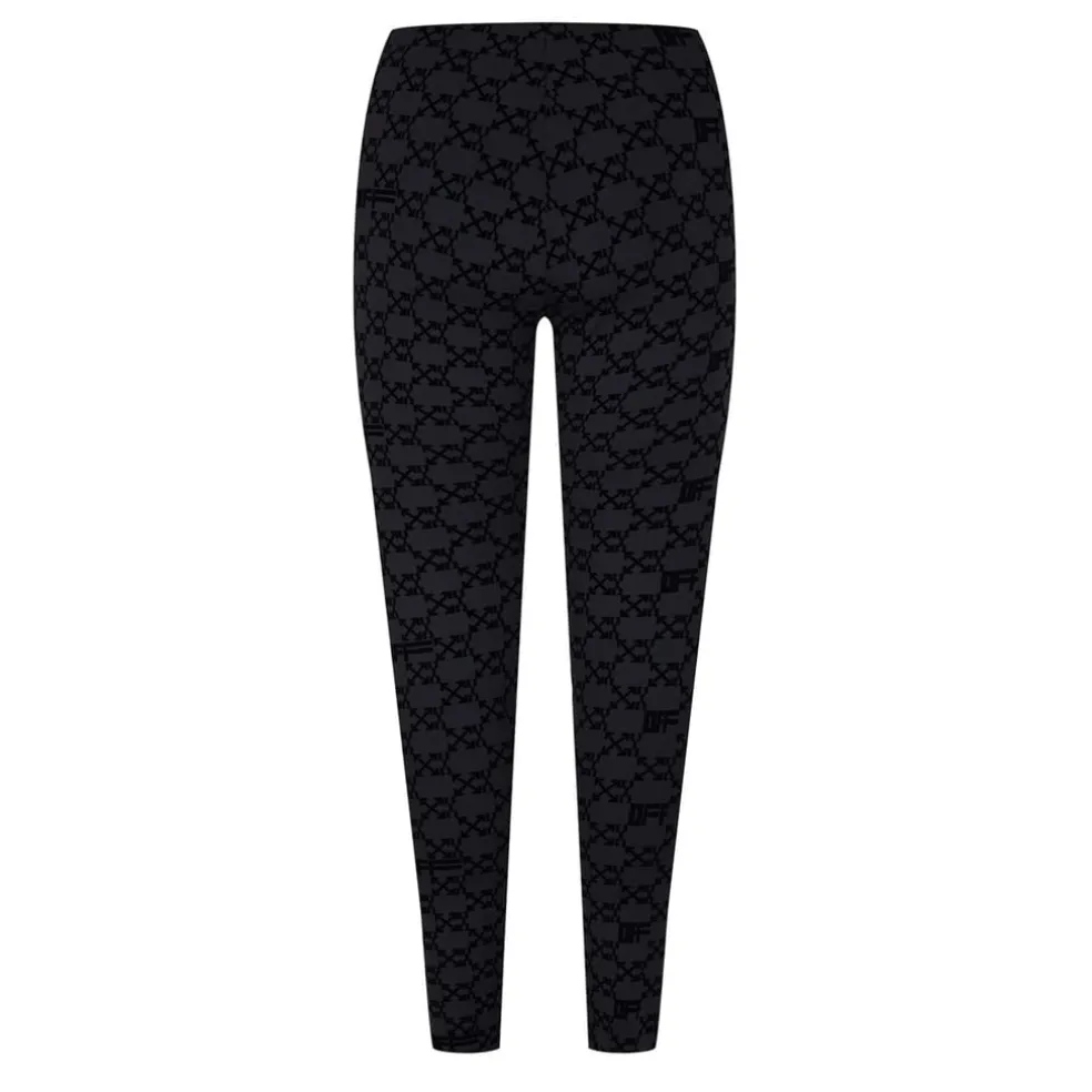 Off White Flock Mono Leggings in Black