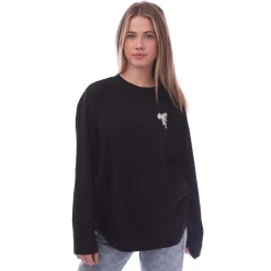 Off White Flower Arrow Long Sleeve Over T-Shirt in Black