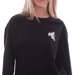 Off White Flower Arrow Long Sleeve Over T-Shirt in Black