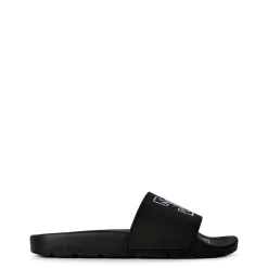 Off White Flower Sliders in Black