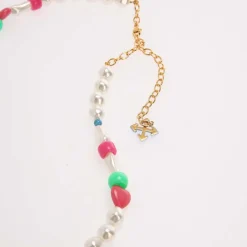 Off White Fun Pearl & Beads Necklace in Multi colour