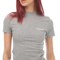 Off White Helvetica Fitted T-Shirt in Grey White