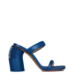 Off White High Heel Block Mules in Blue