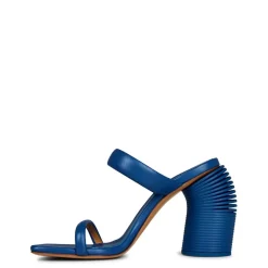 Off White High Heel Block Mules in Blue