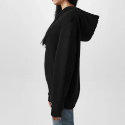 Off White Hooded Regular Fit Sweatshirt in Black