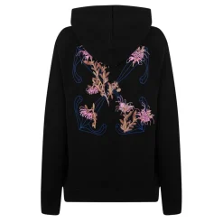 Off White Hooded Regular Fit Sweatshirt in Black