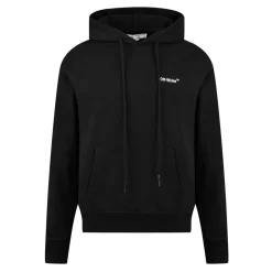 Off White Hooded Regular Fit Sweatshirt in Black