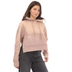 Off White Laundry Cropped Splitted Hoodie in Nude