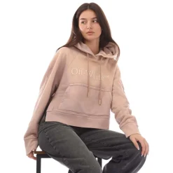 Off White Laundry Cropped Splitted Hoodie in Nude