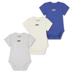 Off White Lettering Crew Neck Regular Fit Bodysuit in Multi