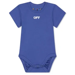 Off White Lettering Crew Neck Regular Fit Bodysuit in Multi