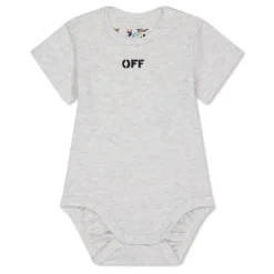 Off White Lettering Crew Neck Regular Fit Bodysuit in Multi