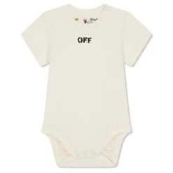 Off White Lettering Crew Neck Regular Fit Bodysuit in Multi