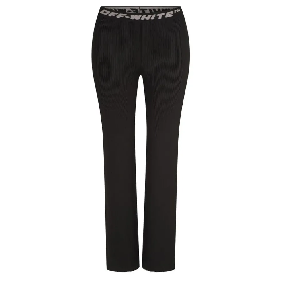 Off White Off Ribbd Knit Trousersr in Black
