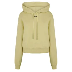 Off White Off Stamp Cropullover Hoodyy in Green