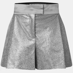 Off White Off Tux Shorts in Silver