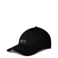 Off White Rainbow Logo Print Lettering Dad Cap in Black