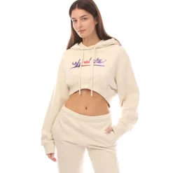 Off White Ready Made Super Cropped Hoodie in Beige