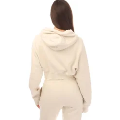 Off White Ready Made Super Cropped Hoodie in Beige