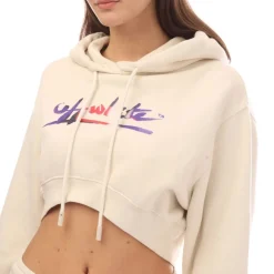 Off White Ready Made Super Cropped Hoodie in Beige