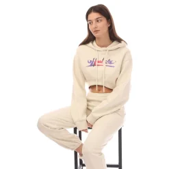 Off White Ready Made Super Cropped Hoodie in Beige
