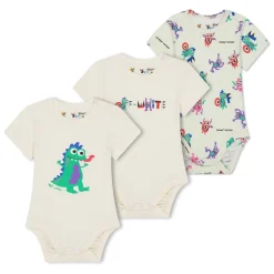 Off White Regular Fit Crew Neck Bodysuit in Multi