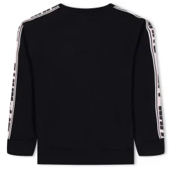 Off White Regular Fit Long Sleeve Crew Neck Sweatshirt in Black