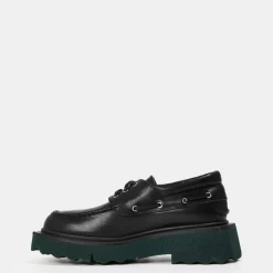 Off White Spng Boat Shoes in Black