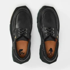 Off White Spng Boat Shoes in Black