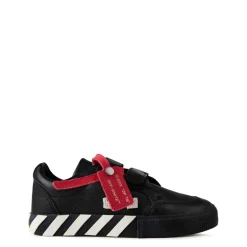 Off White Striped Vulcanized Trainers in Black
