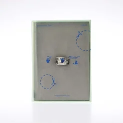 Off White Swimming Logo Ring in Silver black