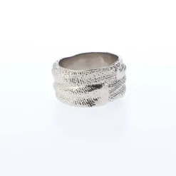 Off White Swimming Logo Ring in Silver black