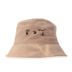 Off White Swimming Man Towel Bucket Hat in Nude